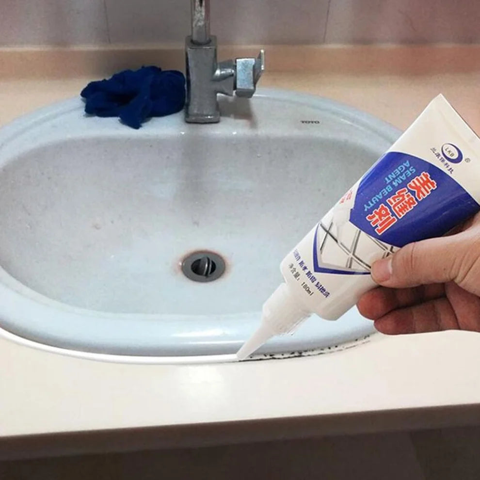 Waterproof Tile Gap Repair Sealant White Grout Filler Paste for Bathroom, Kitchen, Sink & Floor Tiles (180ml)