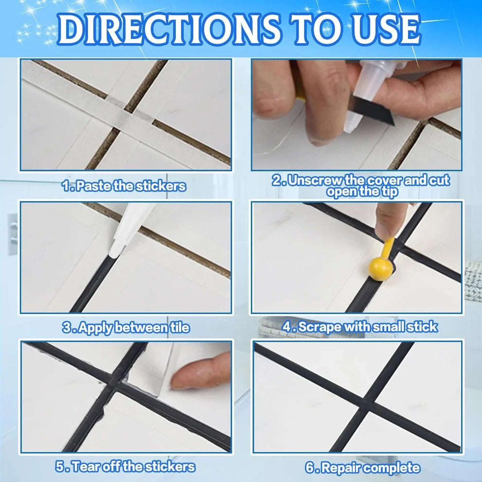 Waterproof Tile Gap Repair Sealant White Grout Filler Paste for Bathroom, Kitchen, Sink & Floor Tiles (180ml)