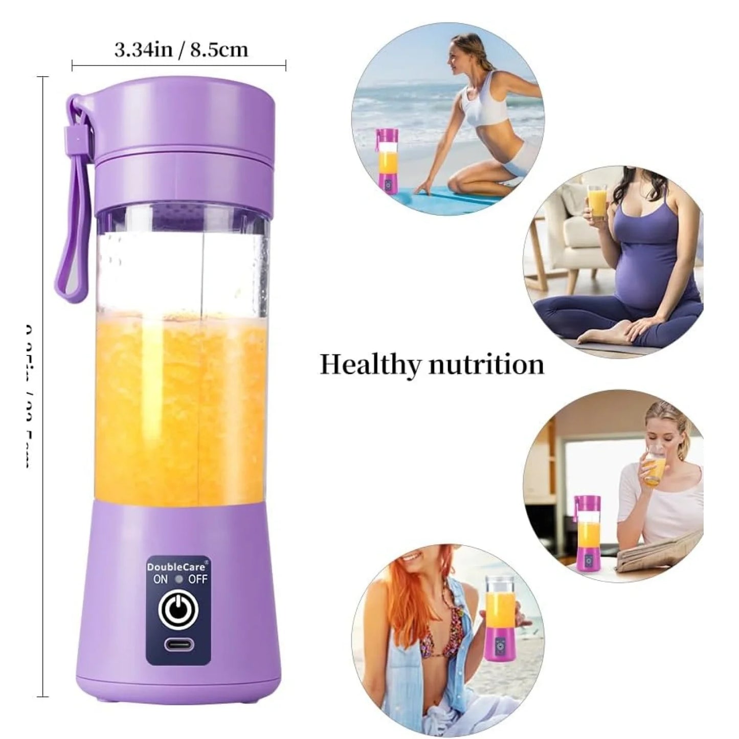 Portable USB Electric Juicer – 6-Blade Protein Shaker for Smoothies & Juice (Multicolour)