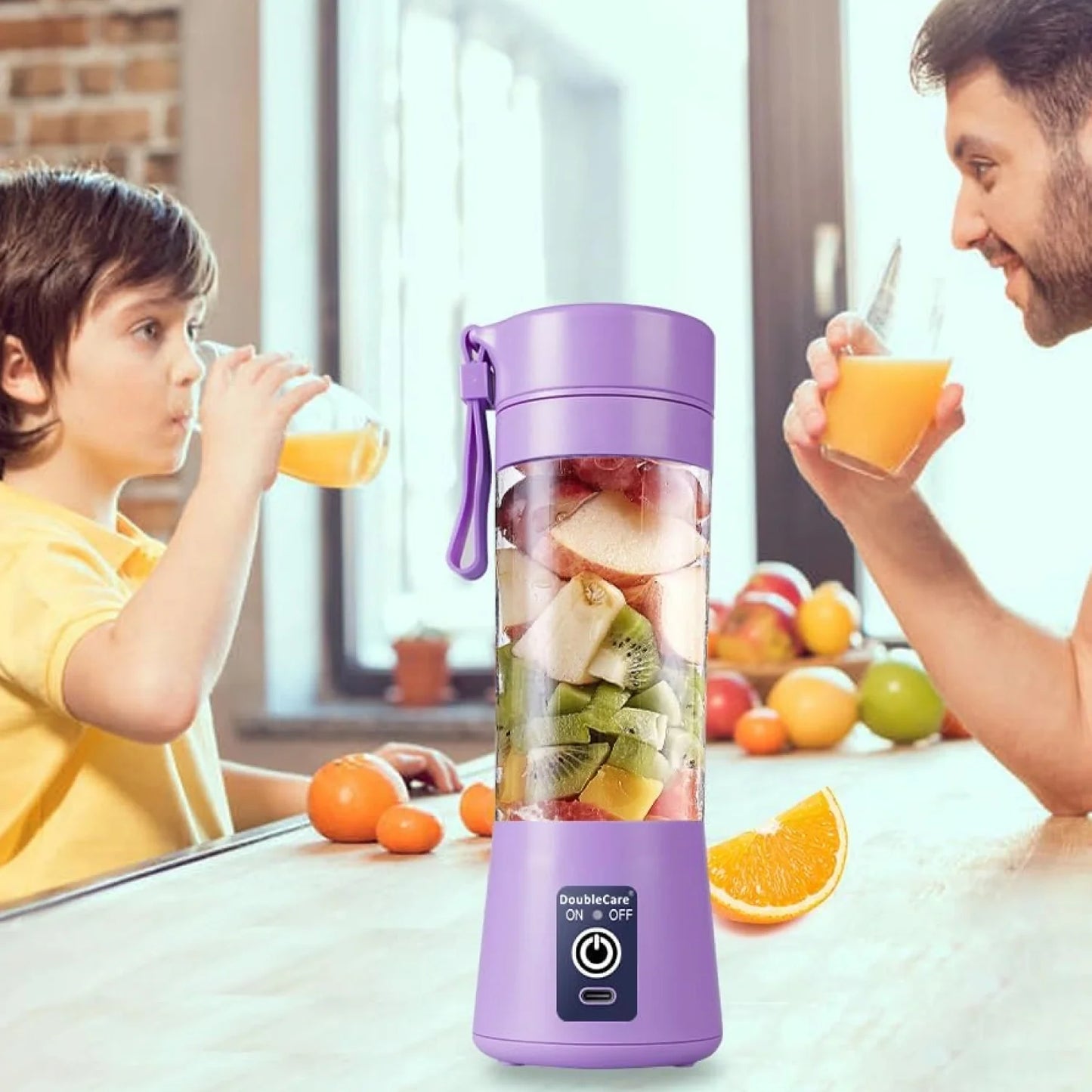 Portable USB Electric Juicer – 6-Blade Protein Shaker for Smoothies & Juice (Multicolour)
